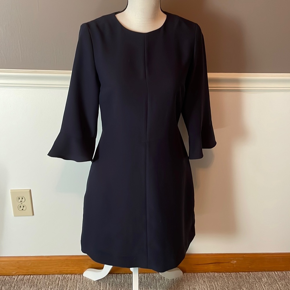 Banana Republic Navy Blue 3/4 Bell Sleeve A-Line Mini Knee Length Dress Sz 2